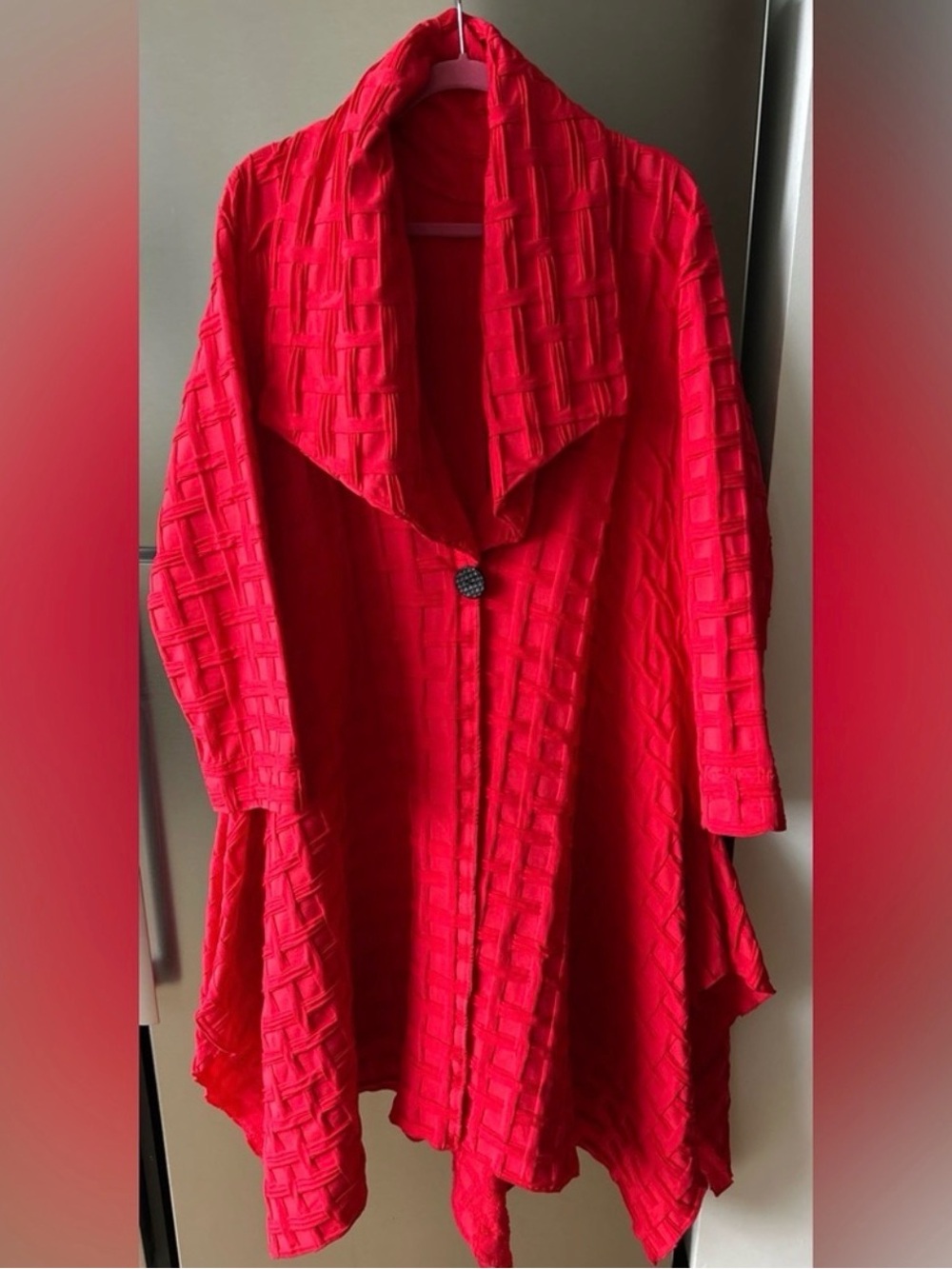 Heydari Red Textured Open Cardigan